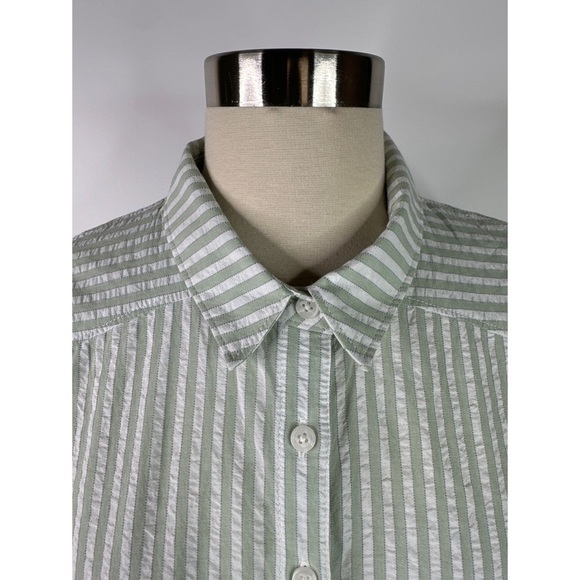 Anthropologie Striped Collared Long Sleeve Button Down Shirt Mini Dress - Picture 5 of 10